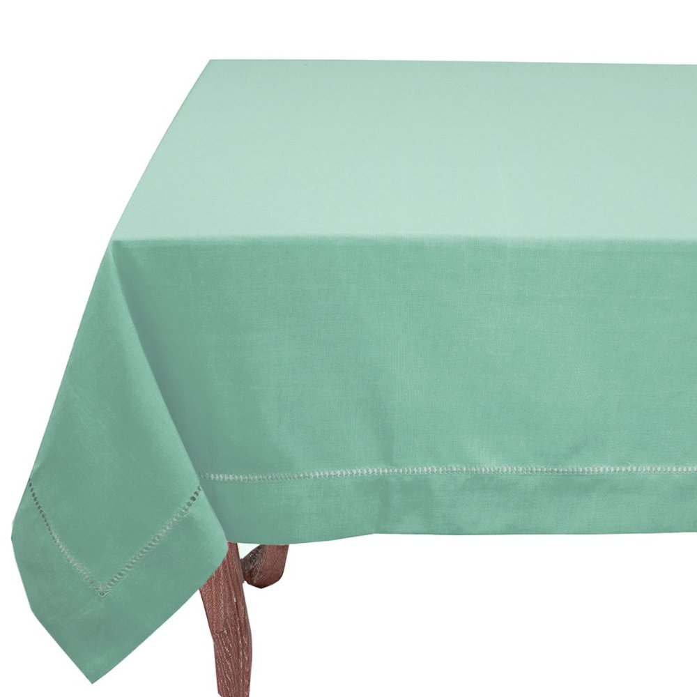 Pastel Blue-Green Hemstitch 40"x40" Square Tablecloth